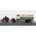 SCHUCO HANOMAG L28 TRUCK KASTEN KREIDLER WITH MOTORCYCLE AND FIGURE 1960