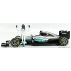 Minichamps MERCEDES BENZ F1 W07 HYBRID AMG PETRONAS N 6 ABU DHABI GP WITH FIGURE NICO ROSBERG 2016 WORLD CHAMPION