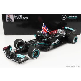   Minichamps MERCEDES F1 W12 MERCEDES M12 EQ POWER+ TEAM AMG PETRONAS N 44 WINNER BRITISH SILVERSTONE GP (WITH FLAG) 2021 L.HAMILTON