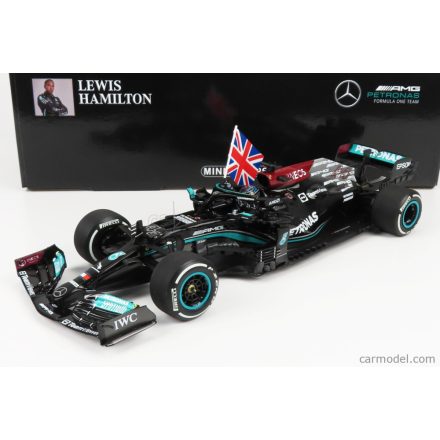 Minichamps MERCEDES F1 W12 MERCEDES M12 EQ POWER+ TEAM AMG PETRONAS N 44 WINNER BRITISH SILVERSTONE GP (WITH FLAG) 2021 L.HAMILTON