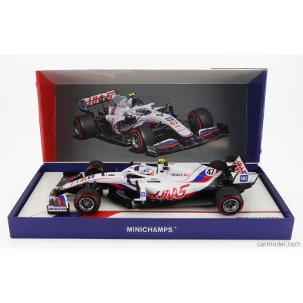 MINICHAMPS - HAAS - F1 VF-21 FERRARI 065/6 TEAM URALKALI N 47 BELGIUM GP 2021 MICK SCHUMACHER WITH MICHAEL SCHUMACHER RETRO HELMET LIVERY