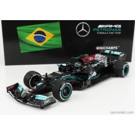   Minichamps MERCEDES F1 W12 MERCEDES M12 EQ POWER+ TEAM AMG PETRONAS MOTORSPORT FORMULA ONE N 44 WINNER BRAZILIAN GP (WITH FLAG) 2021 LEWIS HAMILTON