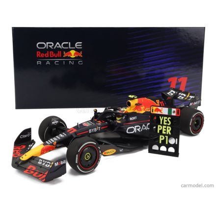 Minichamps RED BULL F1 RB19 TEAM ORACLE RED BULL RACING N 11 WINNER SAUDI ARABIAN GP WITH PIT BOARD 2023 SERGIO PEREZ
