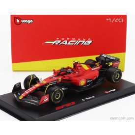   Burago FERRARI F1 SF-23 TEAM SCUDERIA FERRARI N 55 POLE POSITION 3rd MONZA ITALY GP 2023 CARLOS SAINZ - WITH PILOT AND SHOWCASE