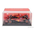Burago FERRARI F1 SF-24 TEAM SCUDERIA FERRARI N 16 WINNER ITALY MONZA GP 2024 CHARLES LECLERC - WITH PILOT AND SHOWCASE