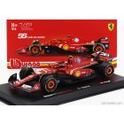 Burago FERRARI F1 SF-24 TEAM SCUDERIA FERRARI N 55 5th EMILIA ROMAGNA IMOLA GP 2024 CARLOS SAINZ - WITH PILOT AND SHOWCASE