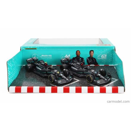 Burago MERCEDES SET F1 2X W14 TEAM MERCEDES-AMG PETRONAS FORMULA ONE N 44 SEASON 2023 LEWIS HAMILTON + N 63 SEASON 2023 GEORGE RUSSELL