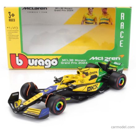 Burago McLAREN F1 MCL38 TEAM MCLAREN N 4 4th MONACO GP (SENNA 30th ANNIVERSARY) 2024 LANDO NORRIS