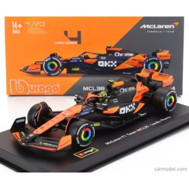   Burago McLAREN F1 MCL38 TEAM MCLAREN N 4 SEASON 2024 LANDO NORRIS - WITH PILOT AND SHOWCASE