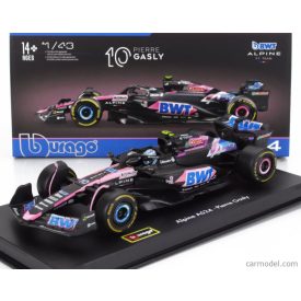   BURAGO RENAULT F1 A524 TEAM BWT ALPINE N 10 SEASON 2024 PIERRE GASLY - WITH PILOT AND SHOWCASE