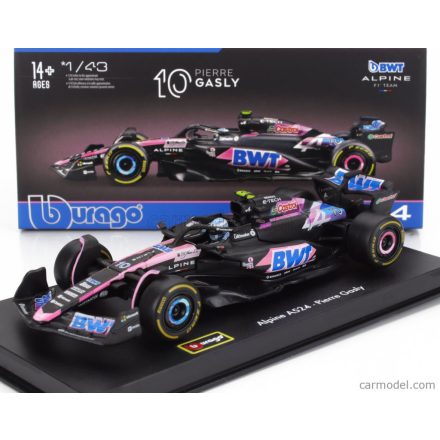 BURAGO RENAULT F1 A524 TEAM BWT ALPINE N 10 SEASON 2024 PIERRE GASLY - WITH PILOT AND SHOWCASE