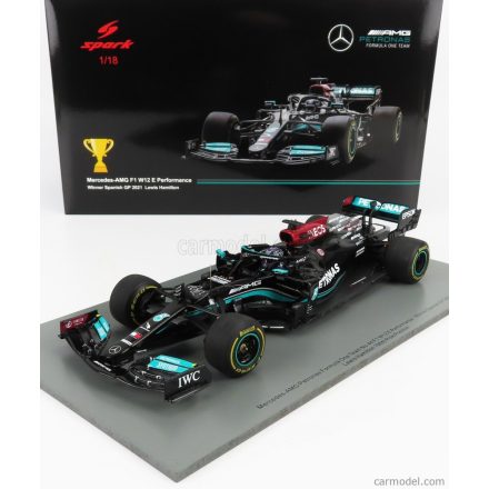 SPARK-MODEL MERCEDES F1 W12 MERCEDES M12 EQ POWER+ TEAM AMG PETRONAS MOTORSPORT FORMULA ONE N 44 100th POLE POSITION WINNER SPANISH GP 2021 LEWIS HAMILTON