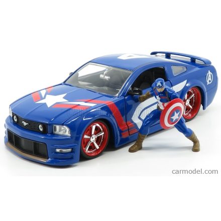 JADA FORD MUSTANG GT COUPE 2006 WITH CAPTAIN AMERICA FIGURE