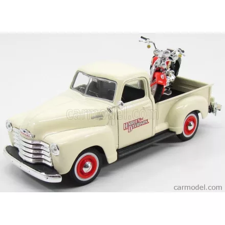 Maisto CHEVROLET 3100 PICK-UP 1950 + MOTORCYCLE HARLEY DAVIDSON FLSTS HERITAGE SPRINGER 2001
