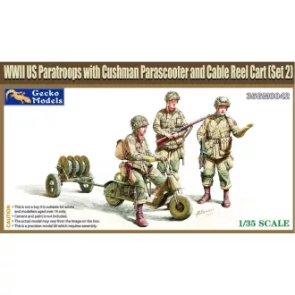   Gecko Models WWII US Paratroops with Cushman Parascooter and Cable Reel Cart (Set 2) - katonai figura és robogó készlet