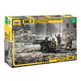 Zvezda Soviet 76-mm anti-tank gun ZiS-3 with crew makett