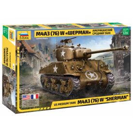 Zvezda US Medium Tank M4A3 (76)W Sherman makett