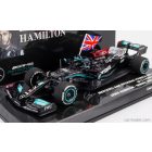 Minichamps MERCEDES F1 W12 MERCEDES M12 EQ POWER+ TEAM AMG PETRONAS MOTORSPORT FORMULA ONE N 44 WINNER BRITISH SILVERSTONE GP WITH FLAG 2021 LEWIS HAMILTON