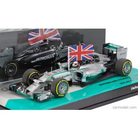   Minichamps MERCEDES F1 W05 AMG PETRONAS N 44 WORLD CHAMPION WINNER ABU DHABI GP WITH FLAG 2014 LEWIS HAMILTON