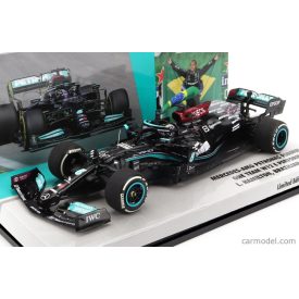   MINICHAMPS - MERCEDES GP - F1 W12 MERCEDES M12 EQ POWER+ TEAM AMG PETRONAS MOTORSPORT FORMULA ONE N 44 WINNER BRAZILIAN GP (WITH FLAG) 2021 LEWIS HAMILTON
