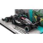 MINICHAMPS - MERCEDES GP - F1 W12 MERCEDES M12 EQ POWER+ TEAM AMG PETRONAS MOTORSPORT FORMULA ONE N 44 WINNER BRAZILIAN GP (WITH FLAG) 2021 LEWIS HAMILTON