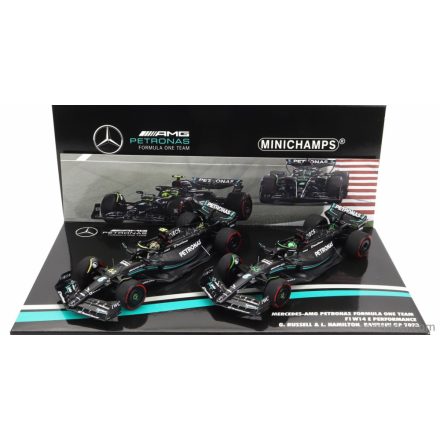 Minichamps MERCEDES SET F1 2X W14 TEAM MERCEDES-AMG PETRONAS FORMULA ONE N 44 BAHRAIN GP 2023 LEWIS HAMILTON + N 63 BAHRAIN GP 2023 GEORGE RUSSEL