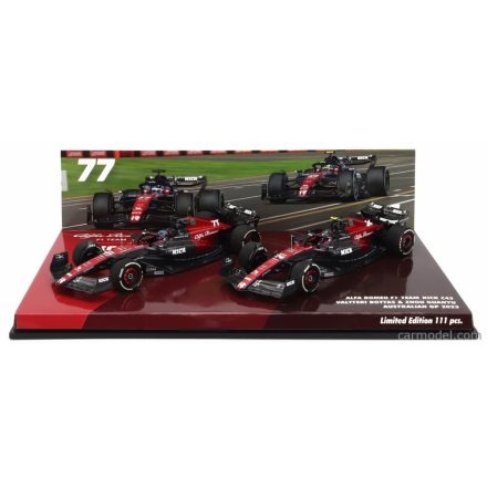 Minichamps Alfa Romeo F1 SET 2X C43 TEAM KICK N 77 AUSTRALIAN GP 2023 VALTTERI BOTTAS + N 24 AUSTRALIAN GP 2023 GUANYU ZHOU