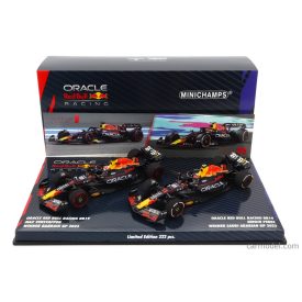   Minichamps RED BULL SET 2X F1 RB19 TEAM ORACLE RED BULL RACING N 1 WORLD CHAMPION WINNER BAHRAIN GP 2023 MAX VERSTAPPEN + N 11 WINNER SAUDI ARABIA GP 2023 SERGIO PEREZ