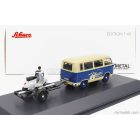 Schuco FORD ENGLAND TAUNUS TRANSIT FK1000 MINIBUS VESPA GARAGE WITH PIAGGIO VESPA 150 GS 1958