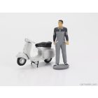 Schuco FORD ENGLAND TAUNUS TRANSIT FK1000 MINIBUS VESPA GARAGE WITH PIAGGIO VESPA 150 GS 1958