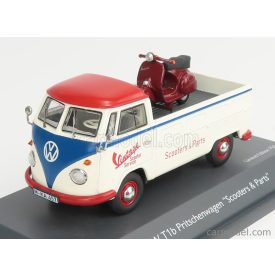   Schuco VOLKSWAGEN T1b VINTAGE SCOOTER SERVICE 1962 WITH MOTORCYCLE PIAGGIO VESPA