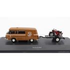 Schuco BARKAS B1000 VAN WERKSTATT SERVICE 1965 WITH TRAILER + 2X MOTORCYCLE