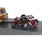 Schuco BARKAS B1000 VAN WERKSTATT SERVICE 1965 WITH TRAILER + 2X MOTORCYCLE