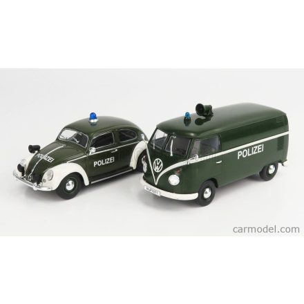 Schuco VOLKSWAGEN SET 2X T1 VAN + BEETLE KAFER MAGGIOLINO POLIZEI 1962