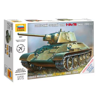   Zvezda Sovient medium tank T-34/76 (mod. 1943) - snap-fit harcjármű makett