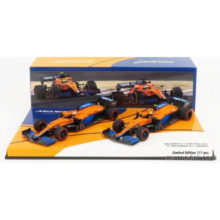 Minichamps McLAREN F1 SET 2X MCL35L MERCEDES M12 EQ POWER+ TEAM MCLAREN N 3 SEASON 2021 DANIEL RICCIARDO + N 4 2021 LANDO NORRIS