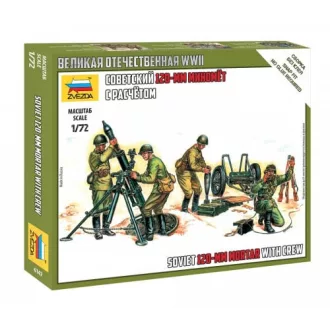   Zvezda SOVIET 120mm MORTAR W/CREW - 4 figures, snap-fit tüzérségi makett