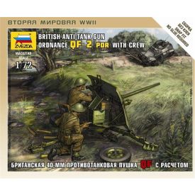 Zvezda British QF 2pdr Anti-Tank Gun with Crew makett