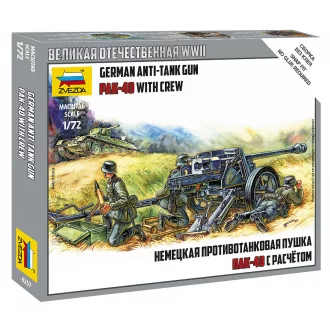   Zvezda German Pak 40 Anti-tank Gun with Crew - snap-fit tüzérségi makett