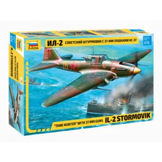   Zvezda Ilyushin Il-2 Stormovik 'Tank Hunter' with 37-mm NS-37 guns katonai repülő makett