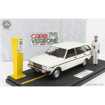 CLC-MODELS FIAT 131 PANORAMA SW 1981 - MOVIE - BIANCO ROSSO E VERDONE - WITH FURIO ZOCCANO FIGURE (CARLO VERDONE) AND SOS YELLOW COLUMN - CON VETRINA - WITH SHOWCASE