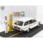 CLC-MODELS FIAT 131 PANORAMA SW 1981 - MOVIE - BIANCO ROSSO E VERDONE - WITH FURIO ZOCCANO FIGURE (CARLO VERDONE) AND SOS YELLOW COLUMN - CON VETRINA - WITH SHOWCASE