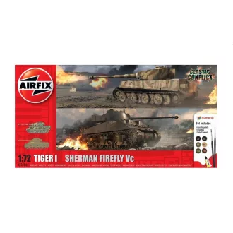   Airfix Classic Conflict Tiger 1 vs Sherman Firefly komplett makett készlet