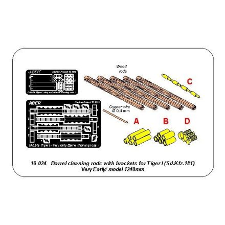 Aber Barrel cleaning rods with brackets for Tiger I –very early model 1240mm
