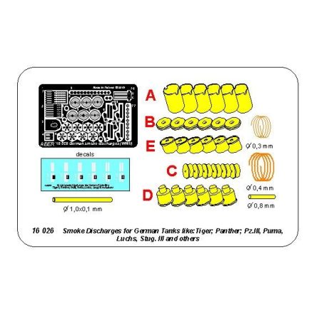 Aber Smoke Discharges for German Tanks like, Tiger I, Panther D, Puma, Luchs, Stug IIIG (Tamiya)
