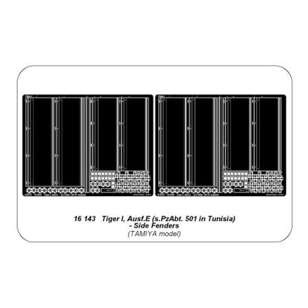 Aber Tiger I, E Tunisia 501 abt.- Side fenders (Tamiya)