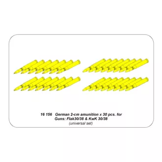   Aber Models 2-cm ammo x 30 pcs. for German Guns: Flak30/38 & KwK 30/38
