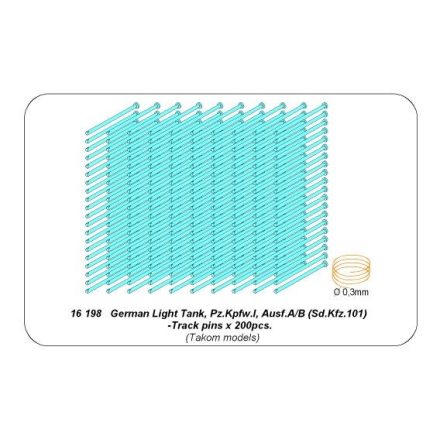 Aber Pz.Kpfw.I Ausf. A/B -track link pins x 200 pcs. (Takom)