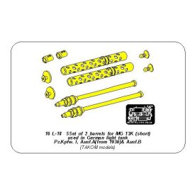   Aber Set of 2 barrels for guns MG13k (short) used in German light tank Pz.Kpfw. I, Ausf.A/B (Takom)