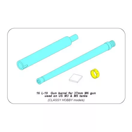 Aber Gun barrel for 37 mm M6 gun used on US M3 M5 tanks (Classy Hobby)